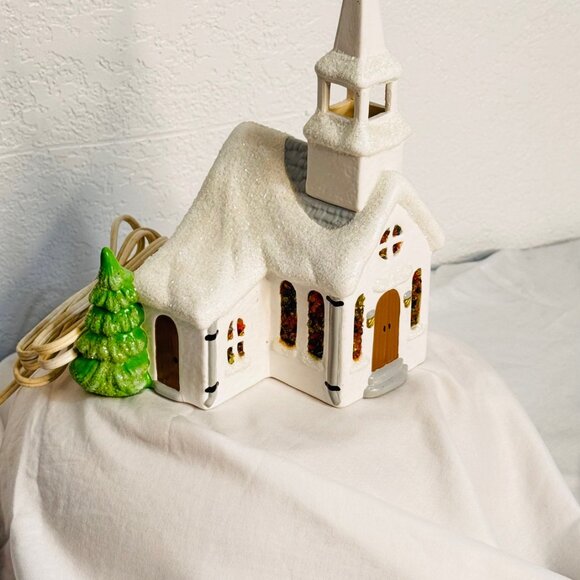 Vintage Lighted Snowy Church - Picture 3 of 12